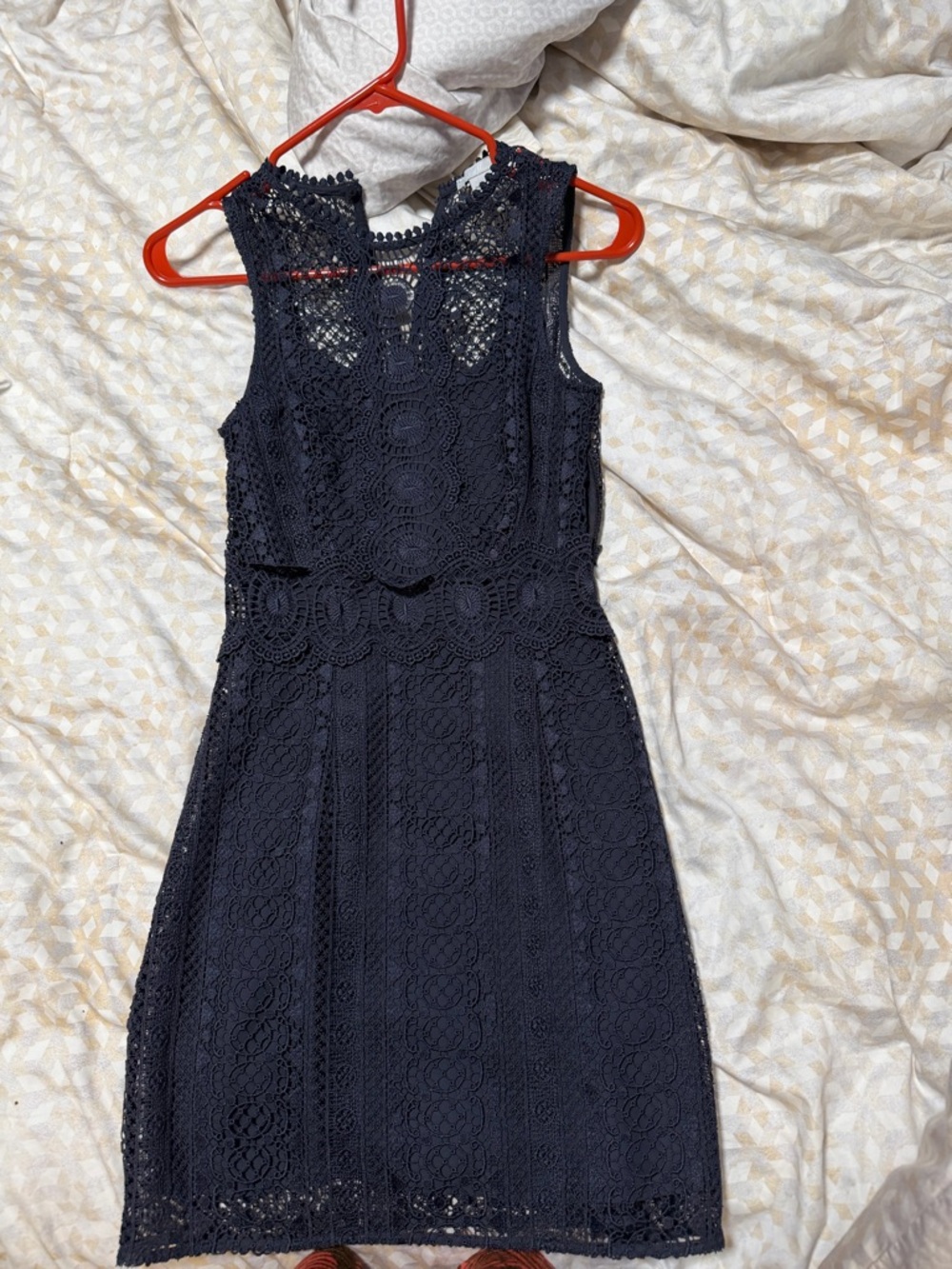 H&M Dark Navy Crochet Sheath Dress